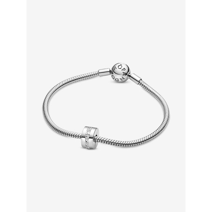 Pandora Sterling Silver Clear Sparkling Row Clip Charm Image 7