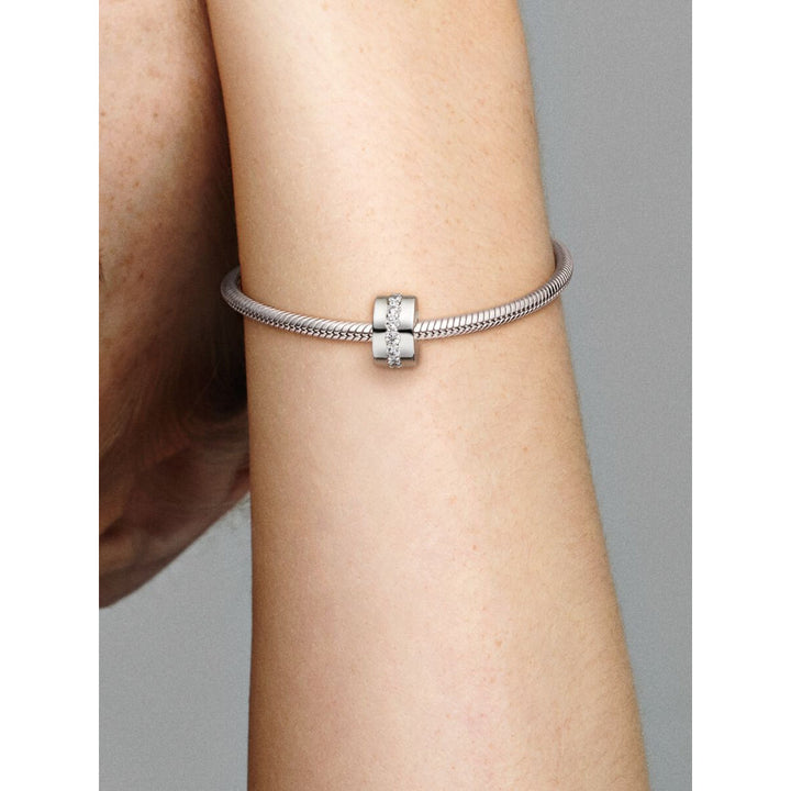 Pandora Sterling Silver Clear Sparkling Row Clip Charm Image 2