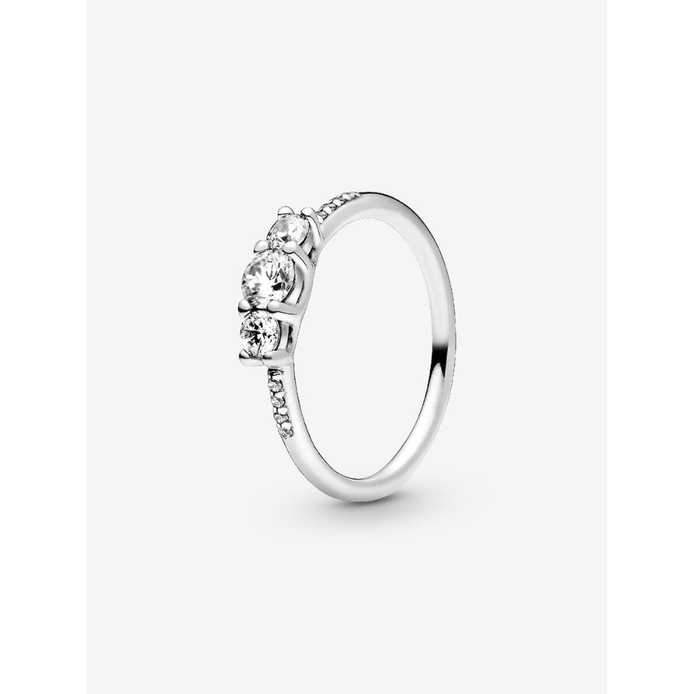 Pandora Sterling Silver Clear Three - Stone Ring Image 1