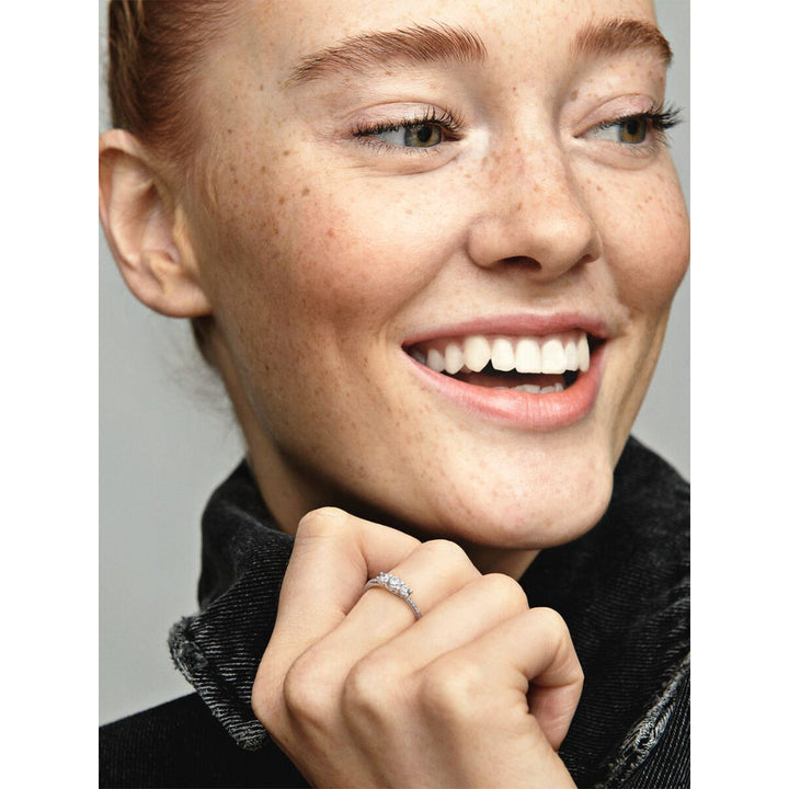 Pandora Sterling Silver Clear Three - Stone Ring Image 3