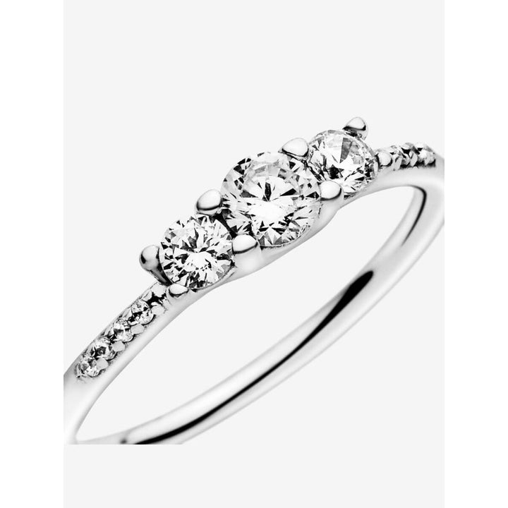 Pandora Sterling Silver Clear Three - Stone Ring Image 4