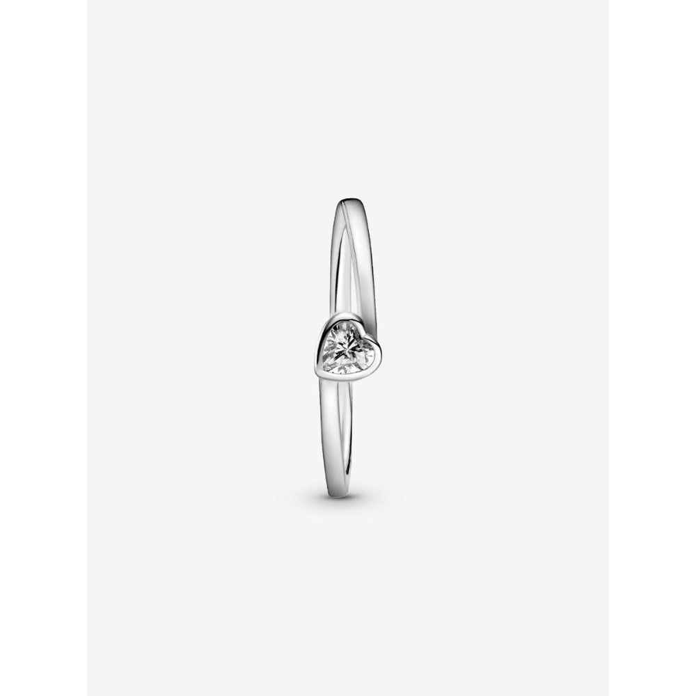 Pandora Sterling Silver Clear Tilted Heart Solitaire Ring Image 5