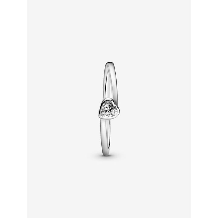 Pandora Sterling Silver Clear Tilted Heart Solitaire Ring Image 5