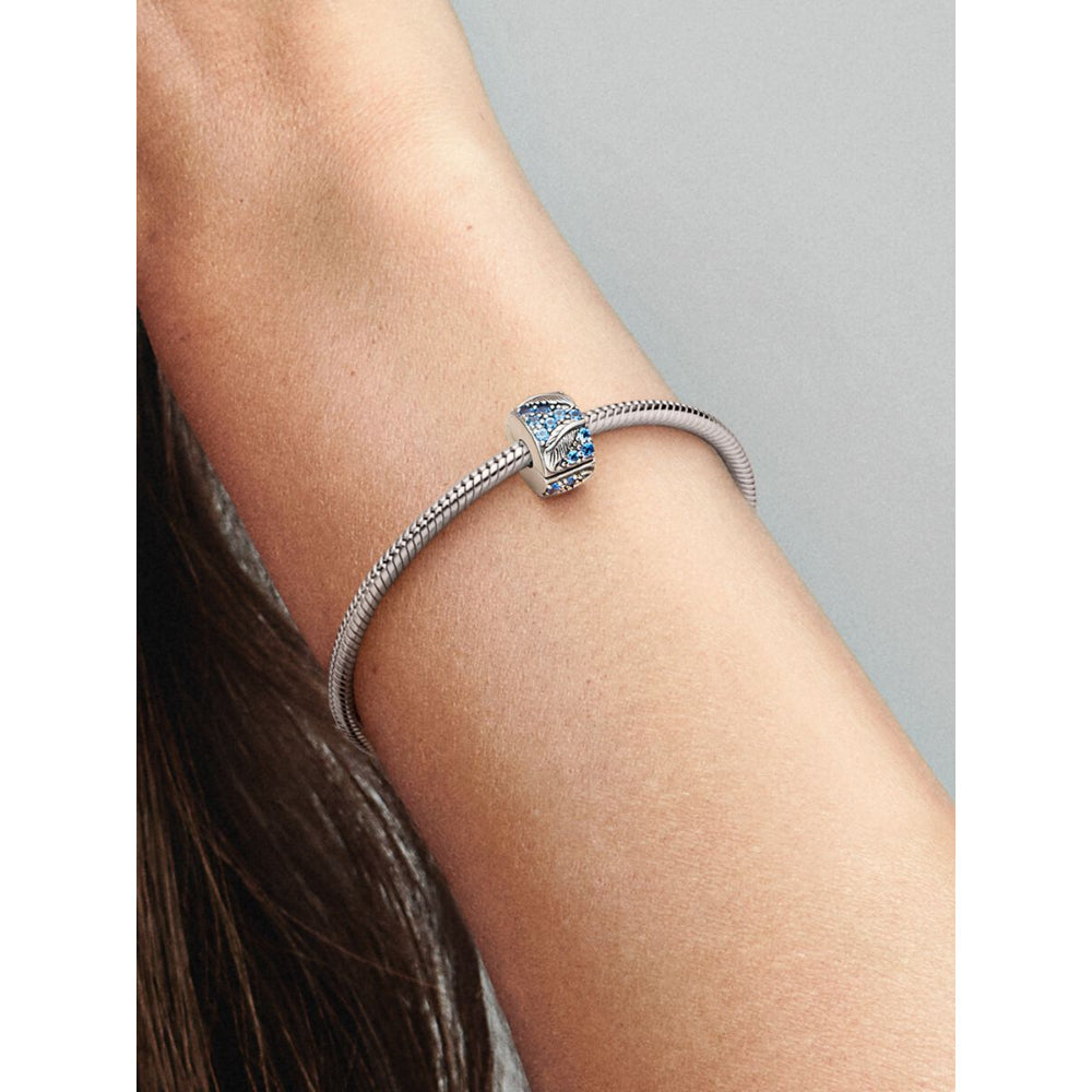 Pandora Sterling Silver Curved Feather & Pave Clip Charm Image 2