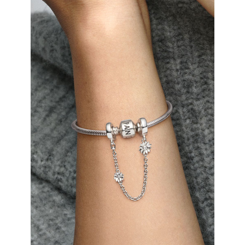 Pandora Sterling Silver Daisy Flower Safety Chain Charm Image 2