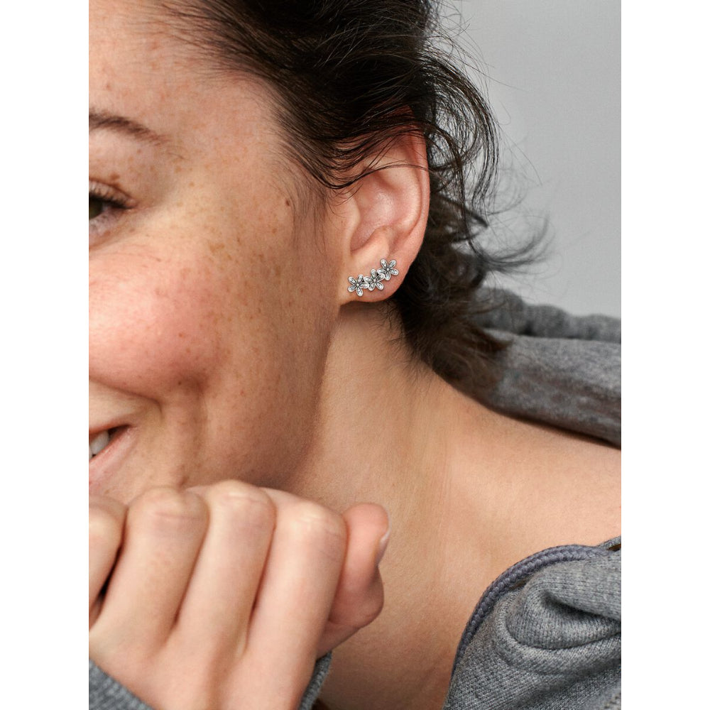Pandora Sterling Silver Daisy Flower Stud Earrings Image 3