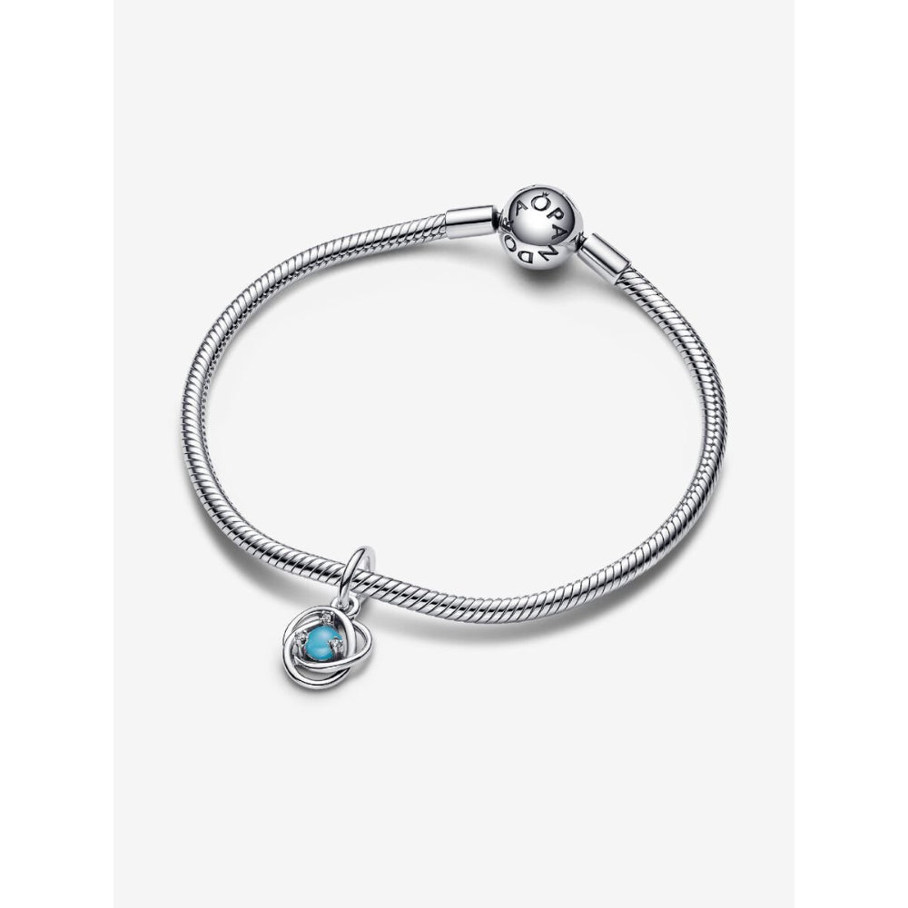 Pandora Sterling Silver December Birthstone Blue Eternity Circle Dangle Charm Image 5