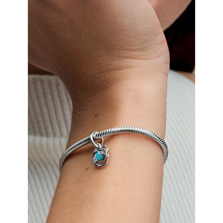 Pandora Sterling Silver December Birthstone Blue Eternity Circle Dangle Charm Image 2