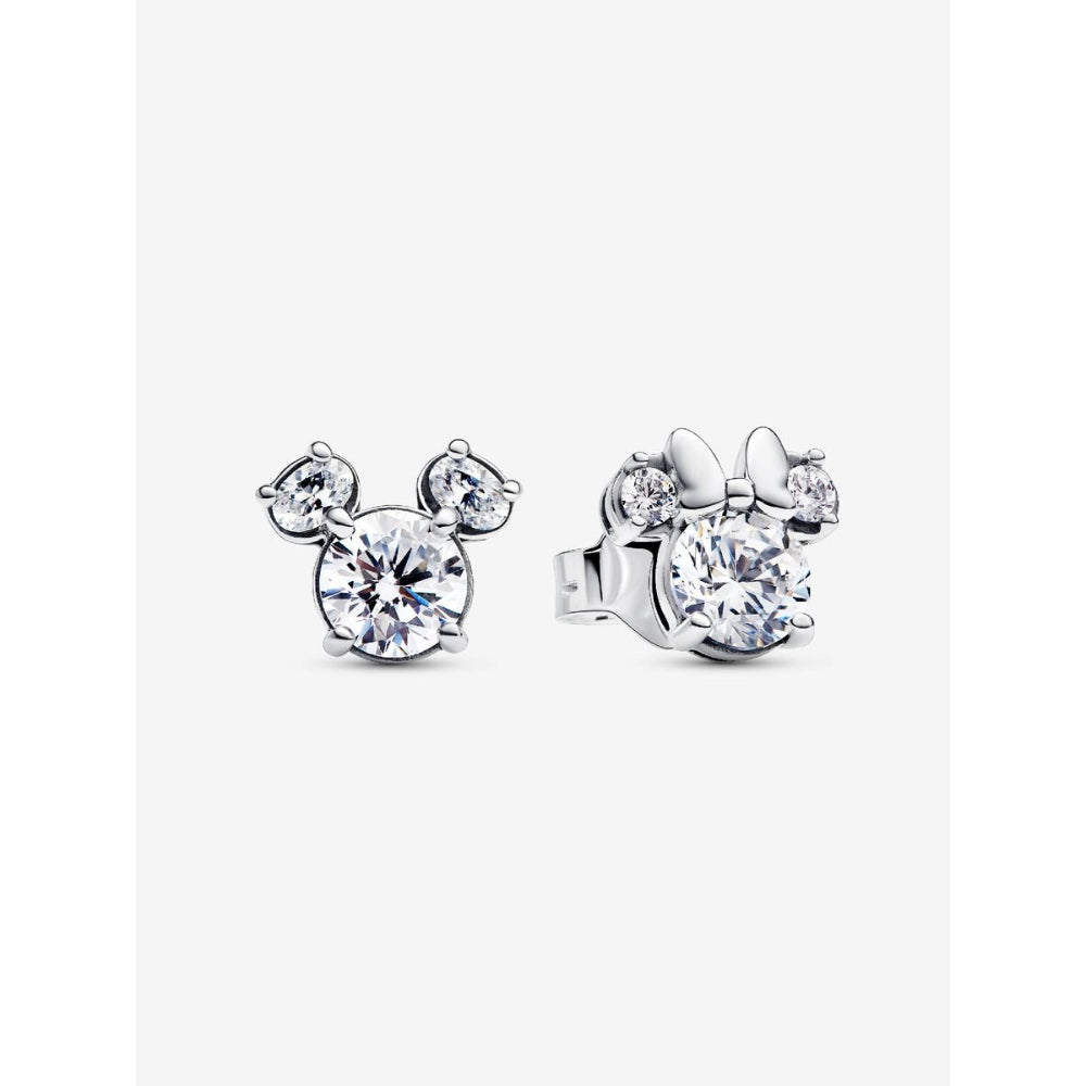Pandora Sterling Silver Disney Mickey Mouse & Minnie Mouse Sparkling Stud Earrings Image 1