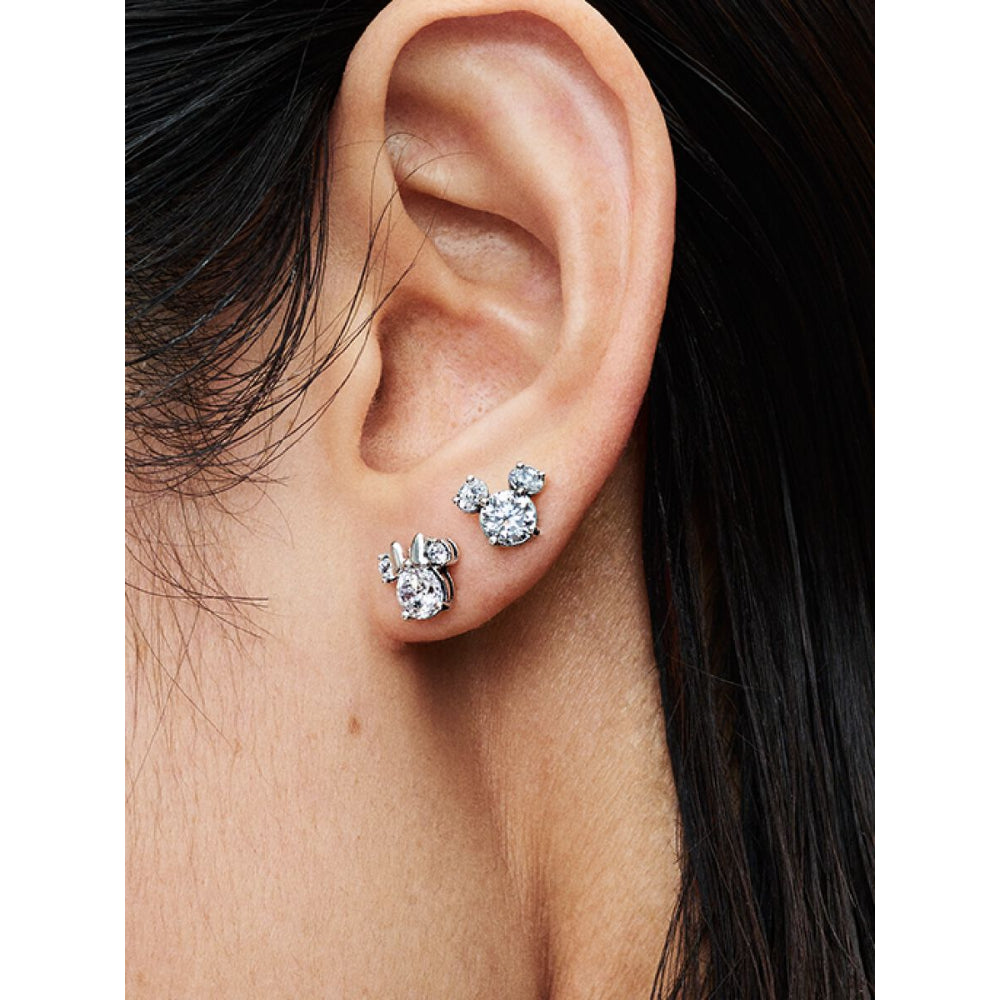 Pandora Sterling Silver Disney Mickey Mouse & Minnie Mouse Sparkling Stud Earrings Image 2