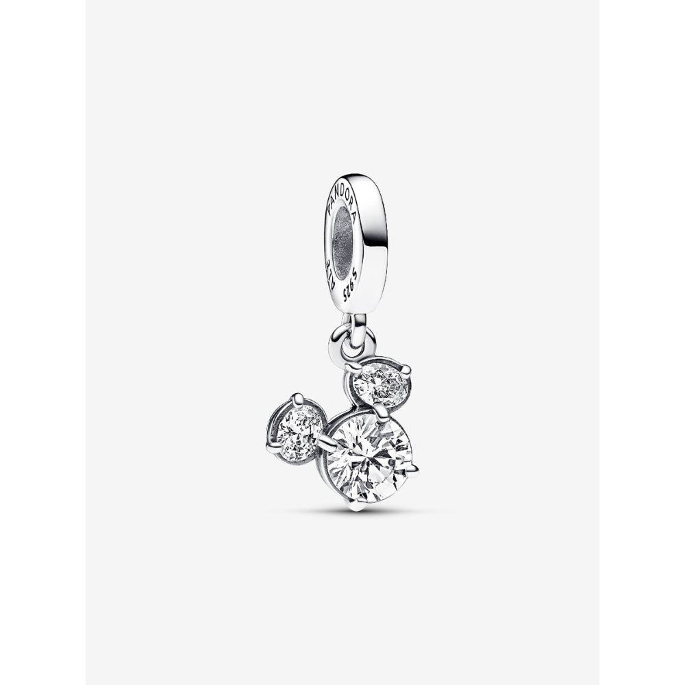 Pandora Sterling Silver Disney Mickey Mouse Sparkling Head Silhouette Dangle Charm Image 1