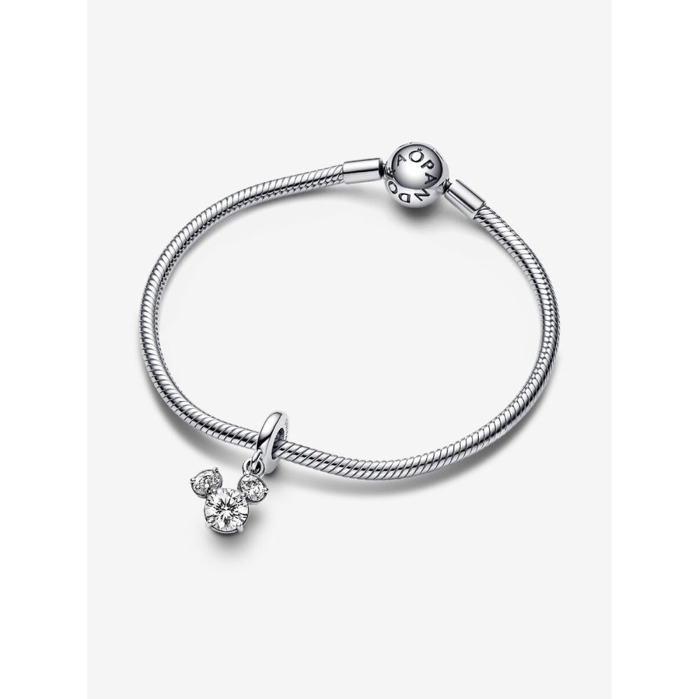 Pandora Sterling Silver Disney Mickey Mouse Sparkling Head Silhouette Dangle Charm Image 4