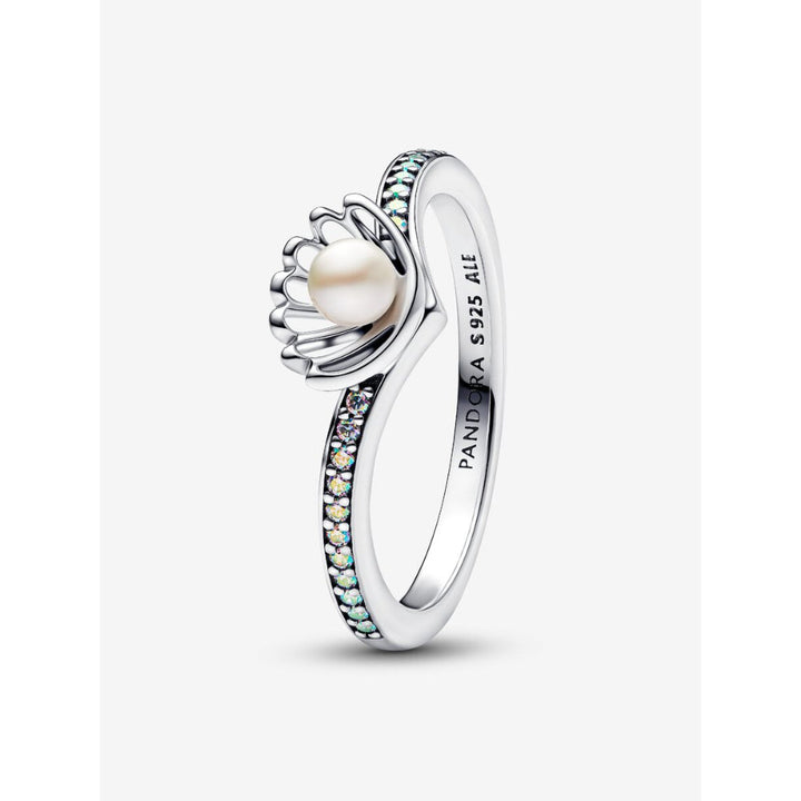 Pandora Sterling Silver Disney Princess Ariel Shell Treated Freshwater Cultured Pearl Ring Image 1