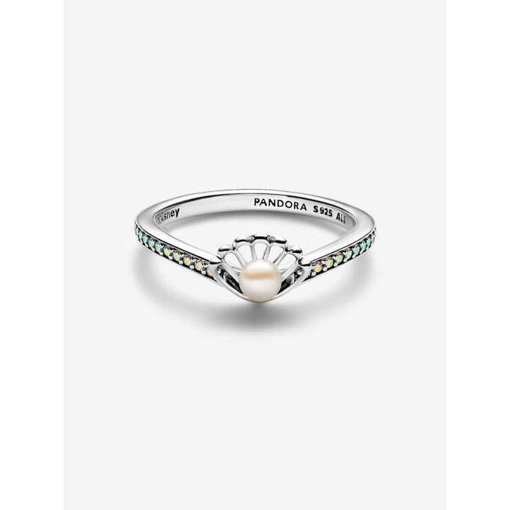 Pandora Sterling Silver Disney Princess Ariel Shell Treated Freshwater Cultured Pearl Ring Image 5