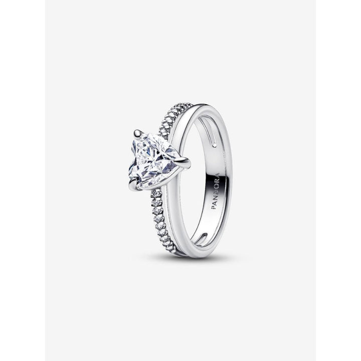 Pandora Sterling Silver Double Band Heart Ring Image 1