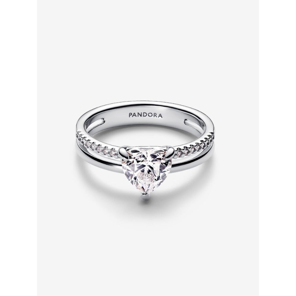 Pandora Sterling Silver Double Band Heart Ring Image 5