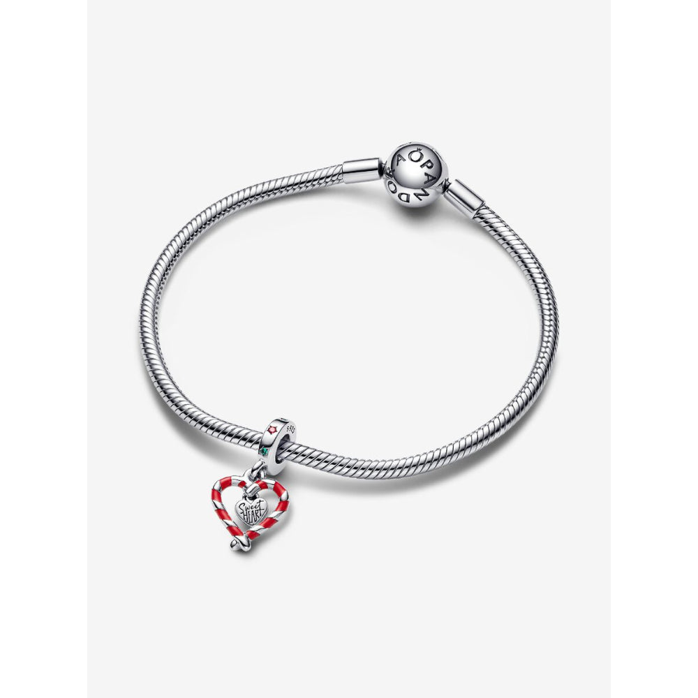 Pandora Sterling Silver Double Candy Cane Heart Christmas Dangle Charm Image 5