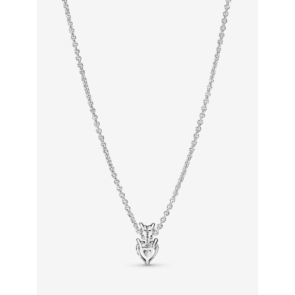 Pandora Sterling Silver Double Heart Pendant Sparkling Collier Necklace Image 4