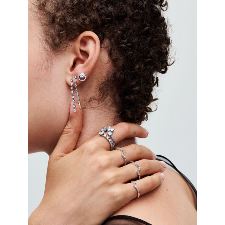 Pandora Sterling Silver Double Heart Sparkling Ring Image 3