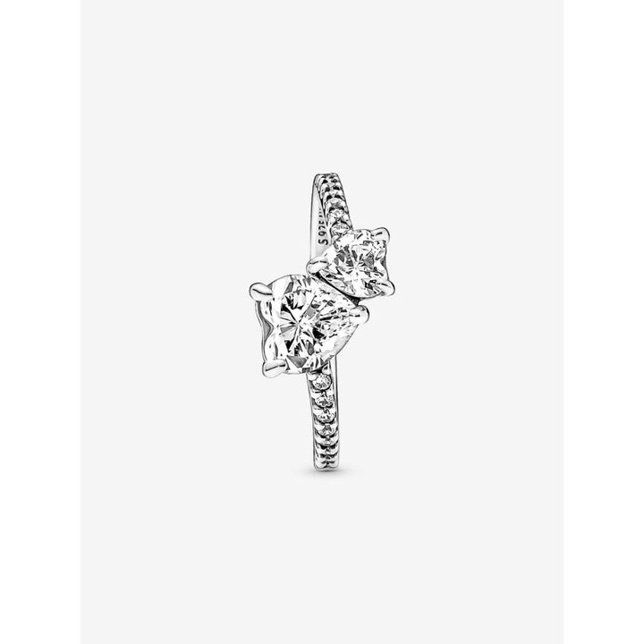 Pandora Sterling Silver Double Heart Sparkling Ring Image 5