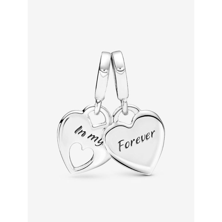 Pandora Sterling Silver Double Heart Split Dangle Charm Image 4