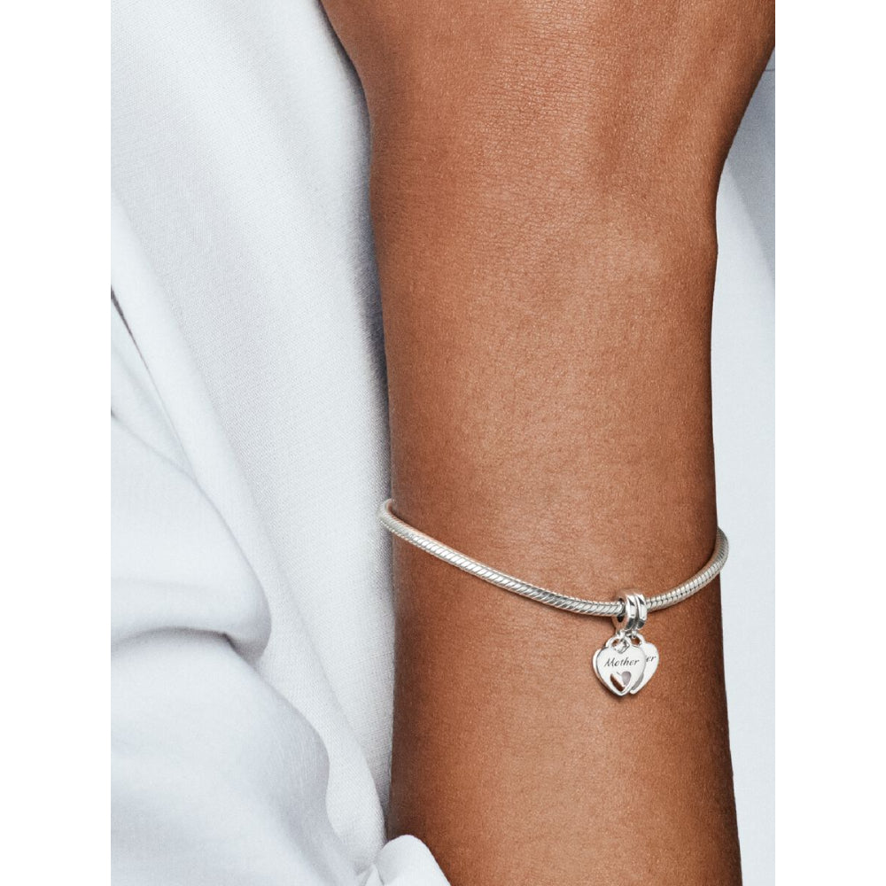 Pandora Sterling Silver Double Heart Split Dangle Charm Image 2