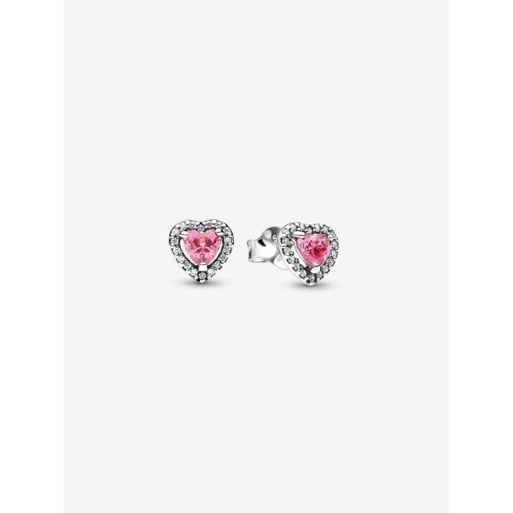 Pandora Sterling Silver Elevated Pink Heart Stud Earrings Image 1
