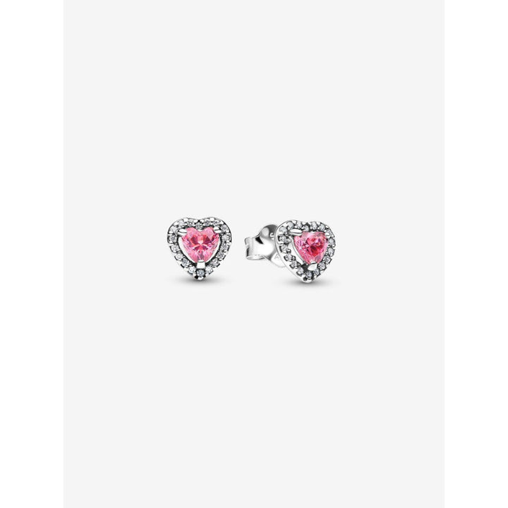 Pandora Sterling Silver Elevated Pink Heart Stud Earrings Image 1