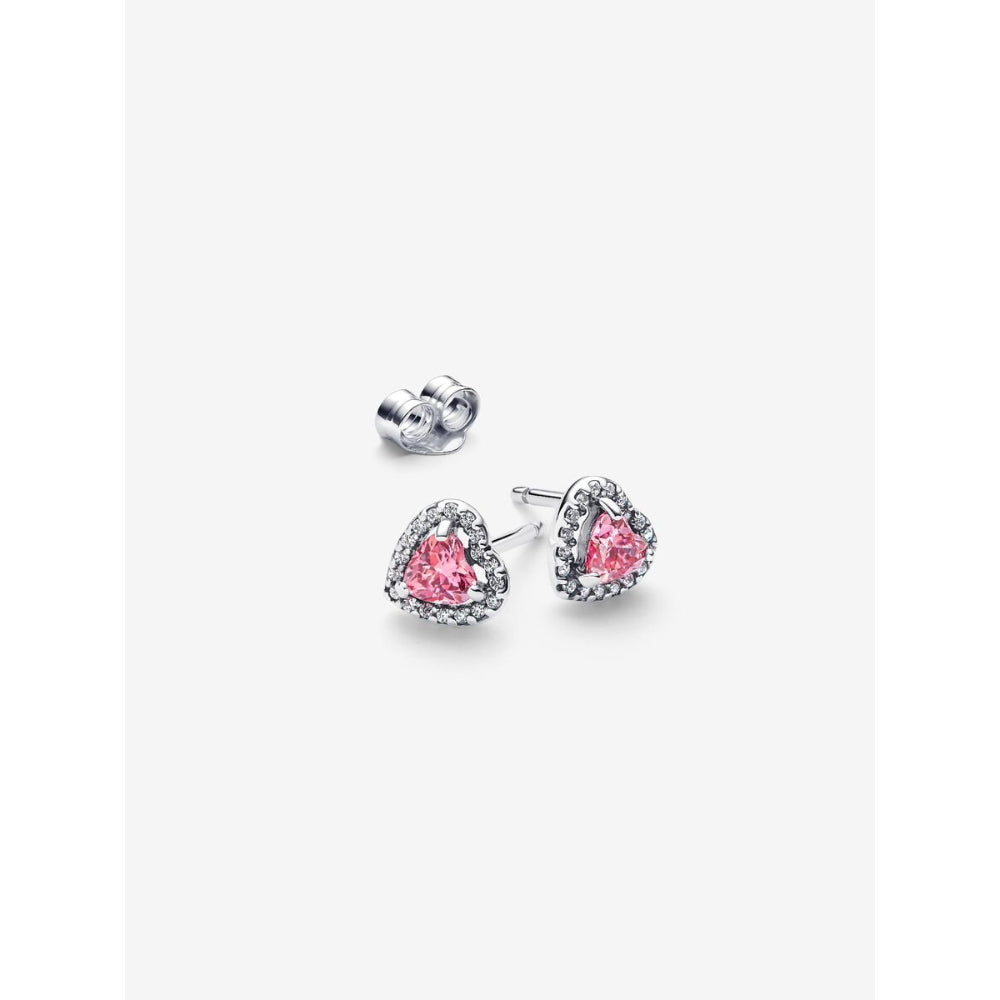 Pandora Sterling Silver Elevated Pink Heart Stud Earrings Image 5