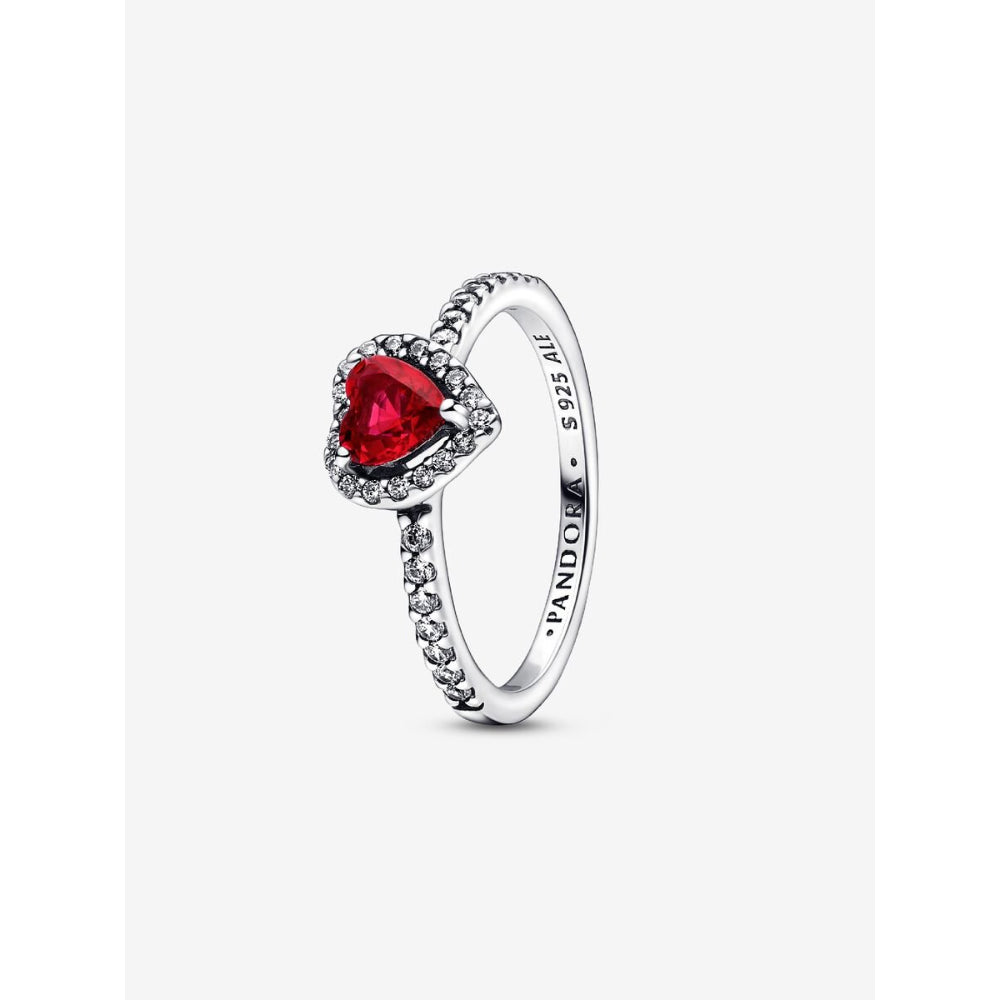 Pandora Sterling Silver Elevated Red Heart Ring Image 4