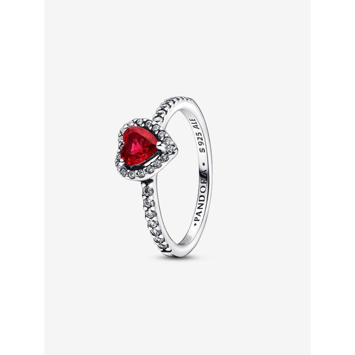 Pandora Sterling Silver Elevated Red Heart Ring Image 4