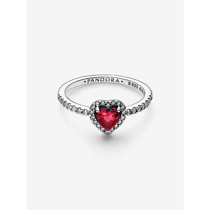 Pandora Sterling Silver Elevated Red Heart Ring Image 1