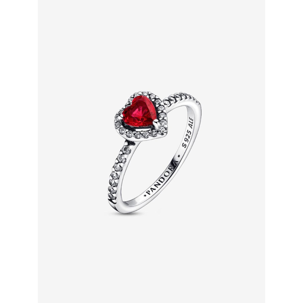 Pandora Sterling Silver Elevated Red Heart Ring Image 5
