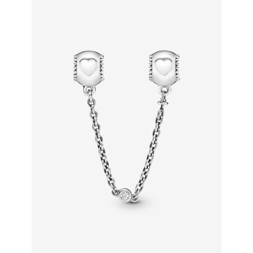 Pandora Sterling Silver Embossed Hearts Safety Chain Charm Image 3