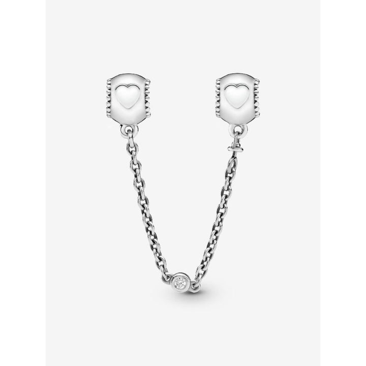Pandora Sterling Silver Embossed Hearts Safety Chain Charm Image 3