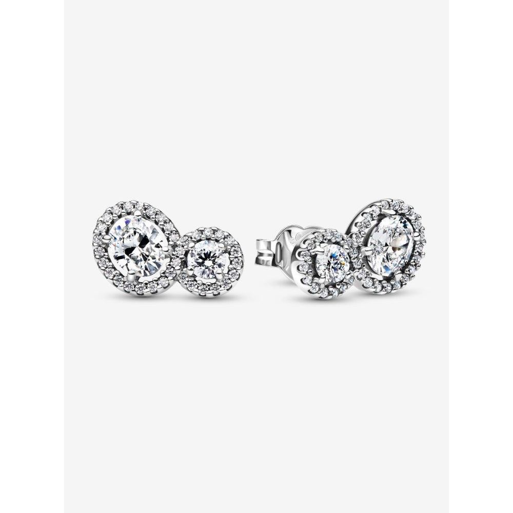 Pandora Sterling Silver Embracing Halo Stud Earrings Image 1