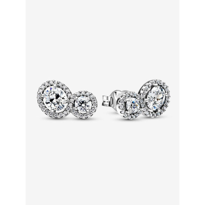 Pandora Sterling Silver Embracing Halo Stud Earrings Image 1