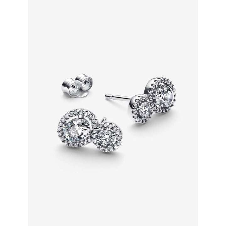 Pandora Sterling Silver Embracing Halo Stud Earrings Image 5