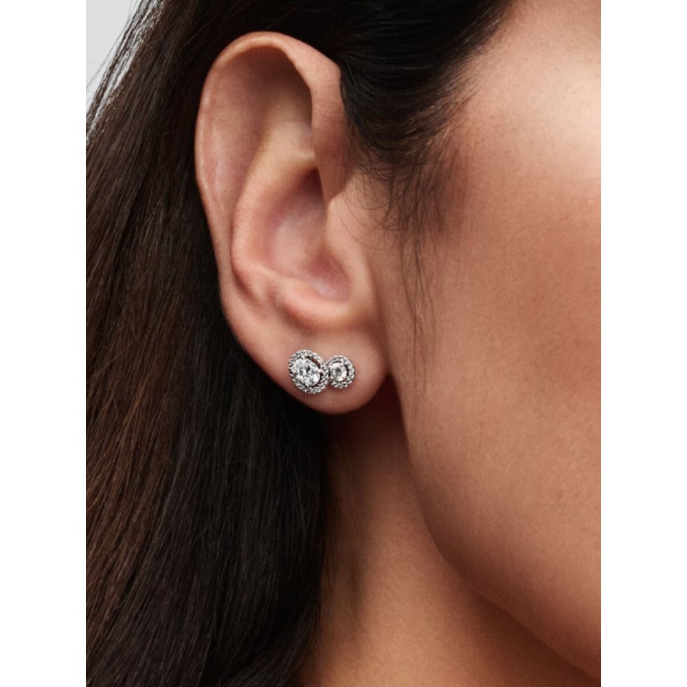 Pandora Sterling Silver Embracing Halo Stud Earrings Image 2