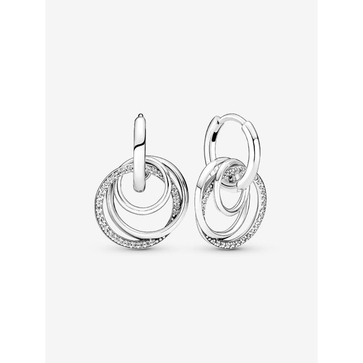 Pandora Sterling Silver Family Always Encircled Hoop Earrings Image 1