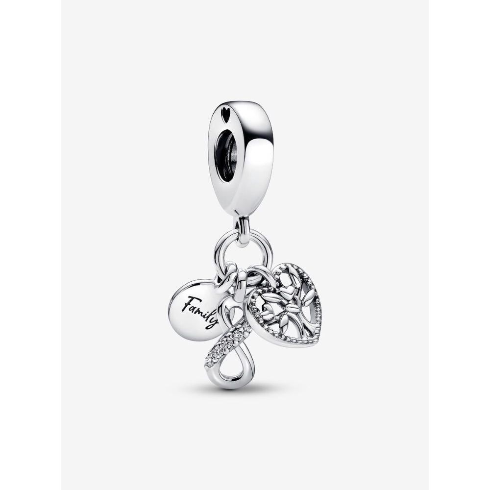 Pandora Sterling Silver Family Infinity Triple Dangle Charm Image 1