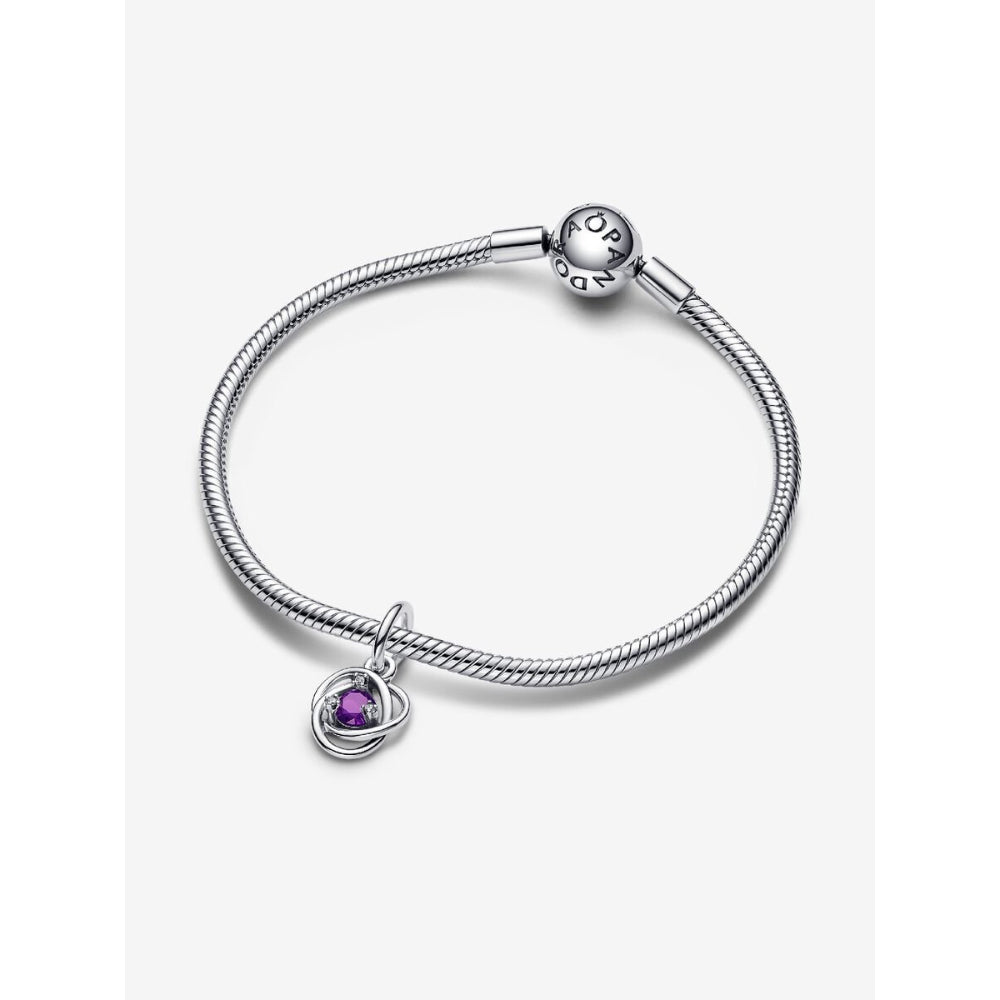 Pandora Sterling Silver February Eternity Circle Dangle Charm Image 6