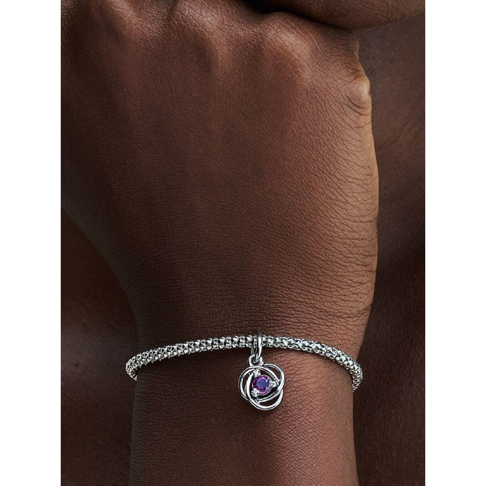 Pandora Sterling Silver February Eternity Circle Dangle Charm Image 2