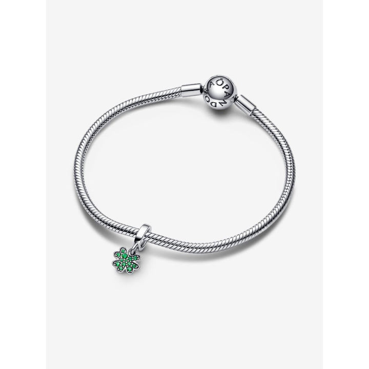 Pandora Sterling Silver Four Leaf Clover Dangle Charm Image 5
