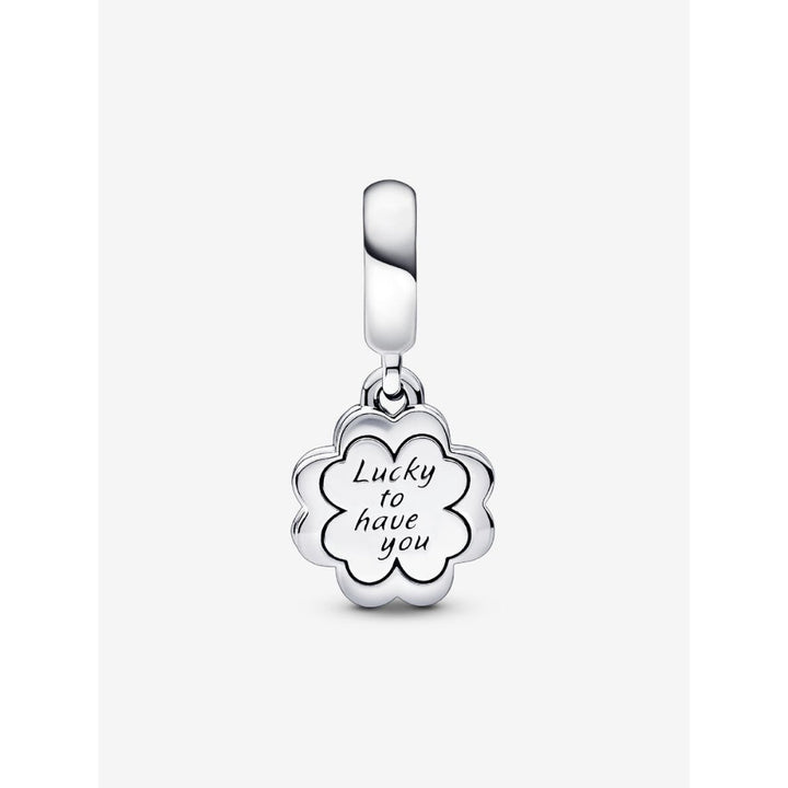 Pandora Sterling Silver Four - Leaf Clover Friendship Double Dangle Charm Image 5