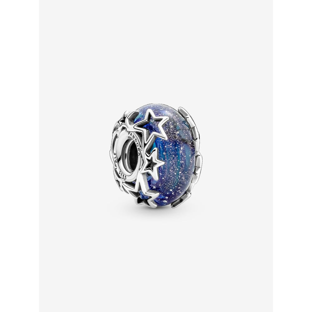 Pandora Sterling Silver Galaxy Blue & Star Murano Charm Image 1