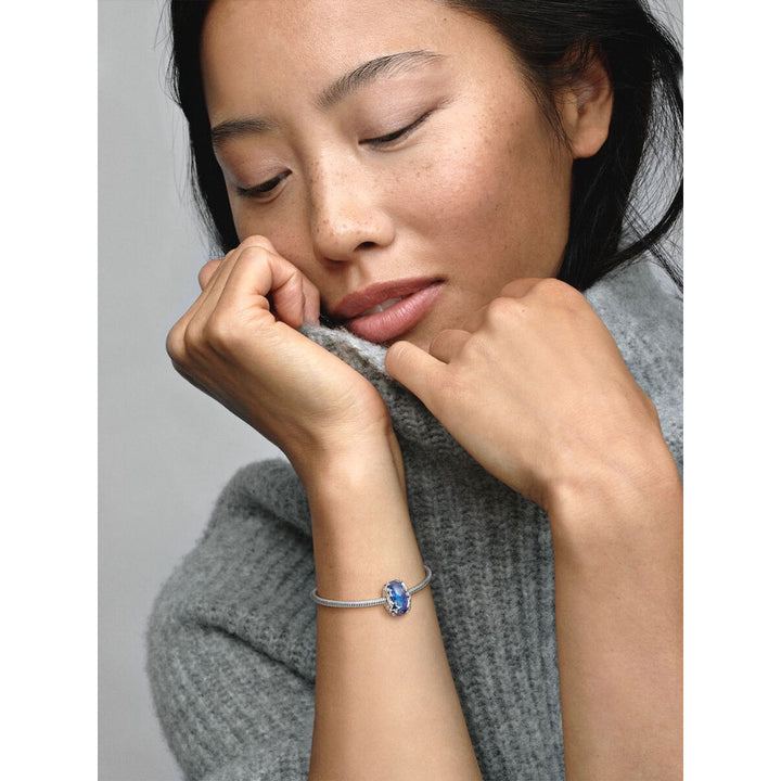 Pandora Sterling Silver Galaxy Blue & Star Murano Charm Image 3