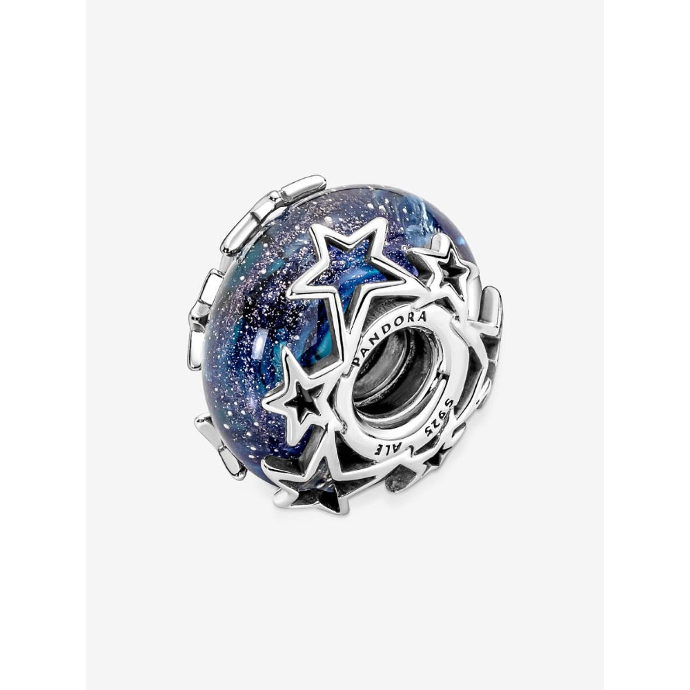 Pandora Sterling Silver Galaxy Blue & Star Murano Charm Image 6
