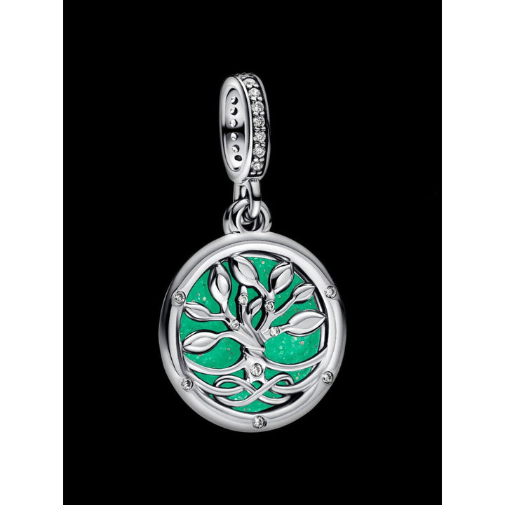 Pandora Sterling Silver Glow - In - The - Dark Infinity Tree Double Dangle Charm Image 4
