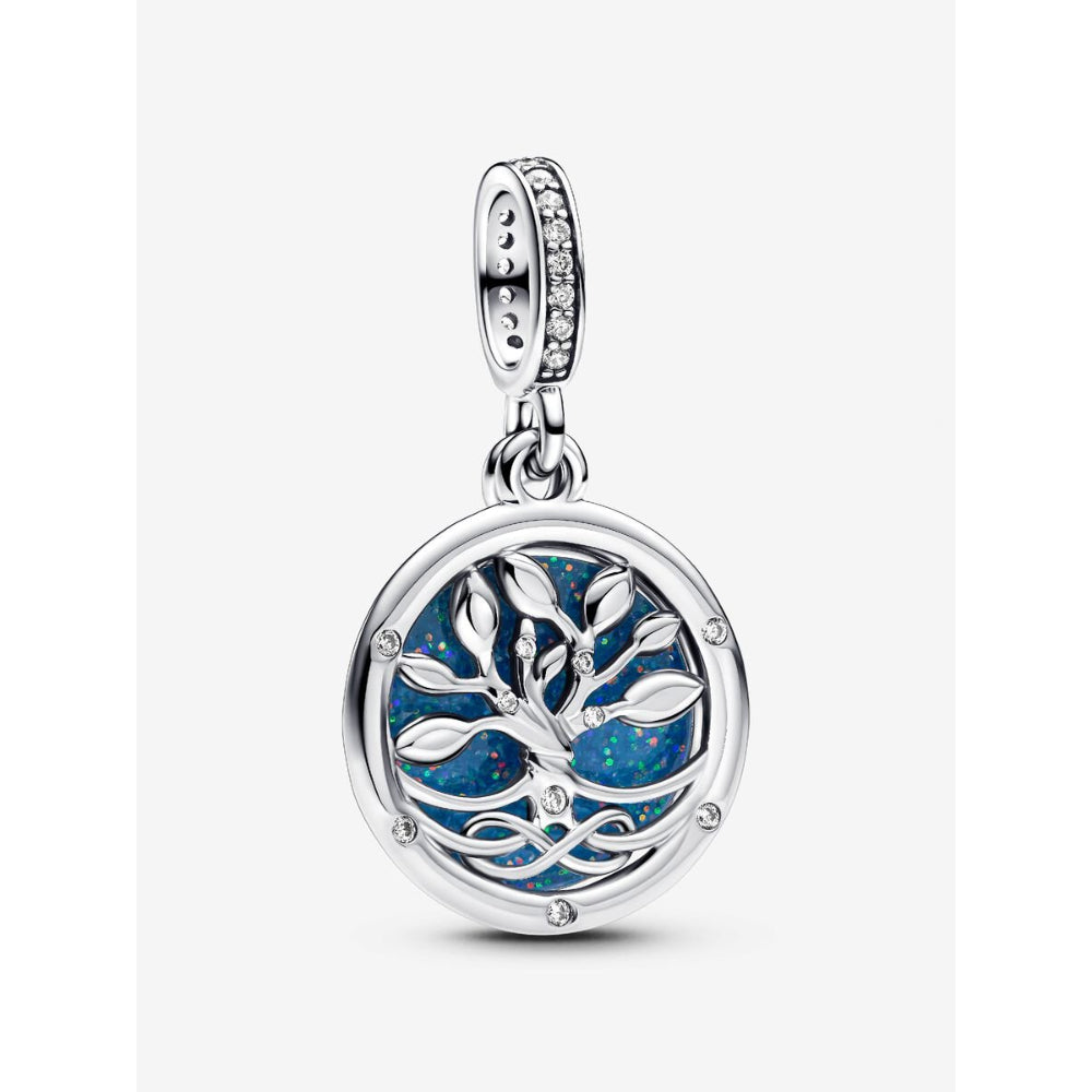 Pandora Sterling Silver Glow - In - The - Dark Infinity Tree Double Dangle Charm Image 1